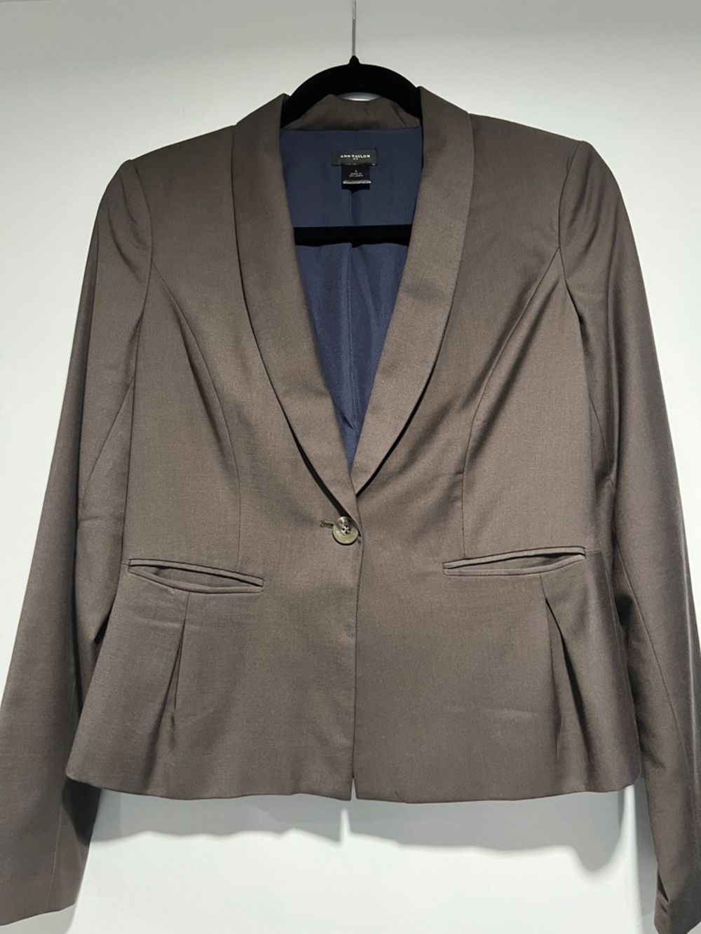 Ann Taylor Chocolate Brown Single-Button Shawl Collar Blazer
